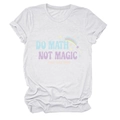 Detail of Do Math Not Magic slogan print on white cotton crew neck short sleeve t-shirt - White
