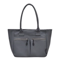 Borsa tote in nylon grigio scuro con tasche a zip e dettaglio etichetta FASHION - Grigio