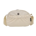 Schicke beige Nylon Umhängetasche in Halbmondform mit verstellbarem Gurt und Metalldetail - Weiß