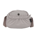 Schicke plissierte Umhängetasche aus lila Nylon mit verstellbarem Gurt und Logo - Grau