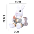 Figura de conejo de Pascua con cesta y peto verde, estatua decorativa de mesa de 13cm - Conejo con Cesta Blanco / Blanco