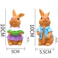 Figurines de lapin de Pâques en résine avec robe violette et veste bleue, haut 10cm - Multicolore Paire