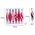 Rode en witte kerstboomhangers in druppelvorm 6-stuks set met 15cm afmetingen - Rode Puntige Hanger