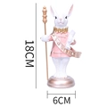 Easter resin rabbit figurine in pink uniform with gold scepter, 18cm height - Holding Scepter Style (HA0011B)