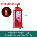 Lanterne de Noël rouge avec Père Noël et paillettes, veilleuse LED portable, 13 cm - Père Noël Rouge