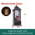 Lanterne de Noël bronze avec Père Noël, neige scintillante et lumière LED chaude, 13 cm - Père Noël Bronze