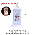 Lanterne bonhomme de neige blanche avec paillettes argentées, 13x5,5x5,5cm pour décorations - Bonhomme de Neige Blanc