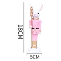 Pink Nutcracker style bunny soldier ornament with golden scepter and size labels - 18cm / Pink Scepter Rabbit