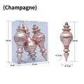 Champagne spiral pine cone ornaments set of 3 with glitter finish and clear box - Champagne