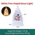 Lámpara árbol de Navidad blanco con nieve, muñeco de nieve y ciervo, 15 cm - Blanco