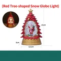 Lámpara de bola de nieve roja de árbol de Navidad con Papá Noel y base dorada - Rojo