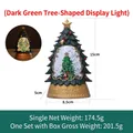 Linterna de bola de nieve de árbol de Navidad verde con Papá Noel y base dorada - Verde Oscuro