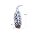 Mini-Zeder-Weihnachtsbaum mit Beflockung, geneigter Spitze und Holzfuß, 35cm hoch - Großer Gebogener Weihnachtsbaum