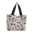 Off-white large tote bag with black graffiti prints and durable shoulder straps - Black