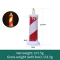 Red and white spiral LED candle with melting wax effect and circular base, 21.5cm high - M