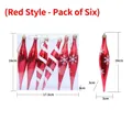 Set de 6 colgantes de Navidad rojos en forma de cono con copos de nieve y espirales - Juego de 6 / Rojo
