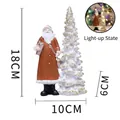 Árbol de Navidad blanco luminoso y figura de Papá Noel en resina con luces LED de 18cm - Papá Noel Marrón Árbol de Navidad Luminoso