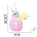 Easter resin bunny figurine wearing yellow cape on pink lace egg with dimensions 13x9cm - Pink Egg Kicking Yellow Rabbit(HA0021C)