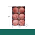 Σετ 6 χριστουγεννιάτικες μπάλες rose gold με βελούδινη υφή, ματ και κυματιστό σχέδιο - 8cm / Ροζ χρυσό
