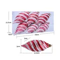 Set di 6 decorazioni natalizie con palline a spirale bianche e rosse e motivi a stella - Palla a spirale lunga rossa bianca