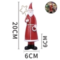 Kerstman decoratie van hars in rood en wit met sterframe, hoogte 20 cm - Rode Puntmuts Ster Staf Kerstman (HA002D)