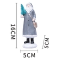 Kerstman beeldje van hars in grijze mantel met groene boom, 16 cm hoogte, decoratie - donkergrijs