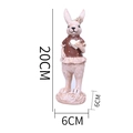 Statuina di coniglio pasquale in resina con camicia marrone e gonna rosa con cuore dorato - Completo Marrone Coniglio Cuore d'Argento (HA0020A)
