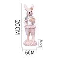 Statua di coniglio in resina rosa con cuori dorati e misure di 20cm altezza - Completo Argento Coniglio Cuore d'Oro (HA0020C)