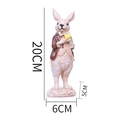 Figurina di coniglio gentiluomo in resina con fiore giallo, specifica altezza 20 cm - Completo Marrone Coniglio Fiore Giallo (HA0020D)