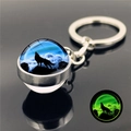 Luminous howling wolf keychain pendant with blue galaxy design and glow in the dark effect - Aurora Cloud Sea Wolf (XSWX2748-12)