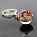 Weihnachts-Schlüsselanhänger mit doppelseitiger Glaskugel, Lebkuchenmann und Kranz - Jy007353-3