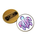 Künstlerische Meeresschildkröten-Brosche in Marmor-Optik mit antikem Bronze-Metallsockel - Pink Blau Lila Marmor Schildkröte Stil (JY007411-1)