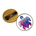 Vintage Bronze Schildkröten Brosche mit buntem künstlerischem Mosaik Muster auf Weiß - Pink Lila Schildkröte Stil (JY007411-2)