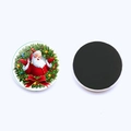 25mm Weihnachts-Kühlschrankmagnet mit Weihnachtsmann und Kranzmotiv und starker Magnetseite - Weihnachtsmann Kranz Stil (JY007450-2)