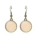 Retro bronze hook earrings with orange and white sunburst pattern under glass dome - Orange and White Radial Geometric Style (JY007369-18)