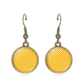 Vintage yellow polka dot round dangle earrings with bronze hooks for women - Yellow with White Polka Dots Style (JY007369-21)