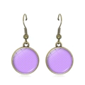 Vintage bronze drop earrings featuring purple cabochon with white polka dots - Purple with White Polka Dots Style (JY007369-22)