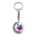 Portachiavi a luna in lega d'argento con ciondolo rotante a tartaruga marina colorata - Tartaruga d'Arte Crepata Brillante (JY007412-2)