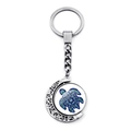Portachiavi a mezzaluna con ciondolo a tartaruga mandala rotante in argento - Tartaruga Mandala Blu Scuro (JY007412-10)