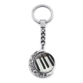 Silver rotating keychain with heart moon frame and black and white piano key pendant - Piano Keys Style (JY007519-1)