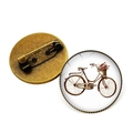 Vintage bicycle flower basket brooch with bronze base and glass gem finish - Red Flowers in Basket Bicycle Style (JY007501-3)