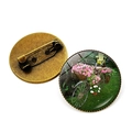 Broche vélo vintage avec panier de fleurs, base en bronze et dôme en verre - Style Vélo Paysage de Jardin avec Fleurs (JY007501-7)