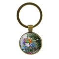 Vintage bronze bicycle keychain featuring a floral basket time gem pendant design - Blue Bike Colorful Flower Pattern (JY007497-10)