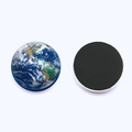 Earth design crystal glass fridge magnet with round black soft magnetic backing - Earth Pattern (JY007463-2)
