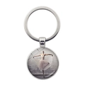 Portachiavi ballerina d'argento con ciondolo rotondo in vetro e design artistico danza - Stile Ballerina con Tutù Bianco (JY007572-5)