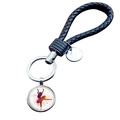 Handgemaakte geweven leren sleutelhanger met kleurrijke ballerina glazen hanger - Kleurrijke Geschilderde Balletdanseres (JY007575-2)