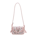 Borsa a tracolla rosa e beige con stampe di orsetti carini e decorazione a fiocco 3D - Rosa