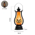Oranje Halloween pompoenlantaarn met zwarte basis en klassiek pompoengezicht motief - Stijl C Halloween-Pompoen
