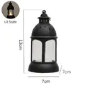 Lanterna LED vintage nera con intagli a stella e candela elettronica, altezza di 13 cm - Luce Candela Stella Nera