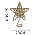 Cime d'arbre étoile dorée scintillante avec base en spirale et dimensions de 26,5cm - Doré
